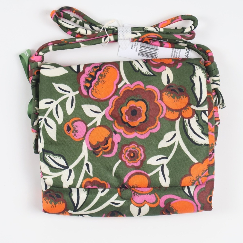 Vera Bradley Baird Hipster Bubbly Flowers Green Floral Crossbody Bag NWT MSRP 80